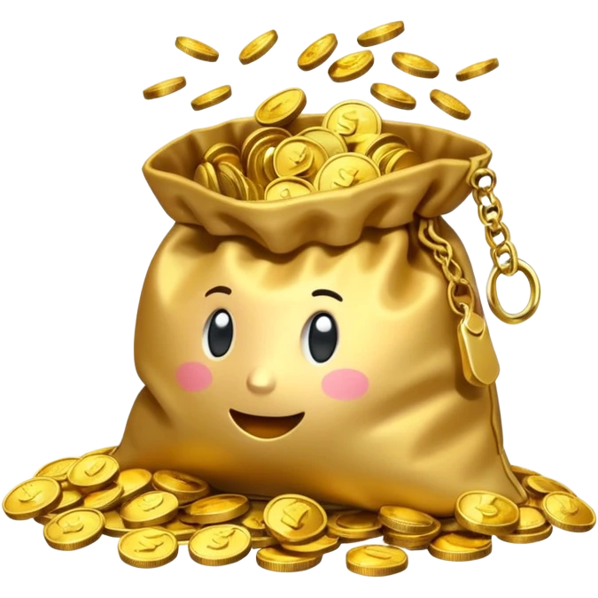 the small pouch should open so the coins come out of it, not closed emoji