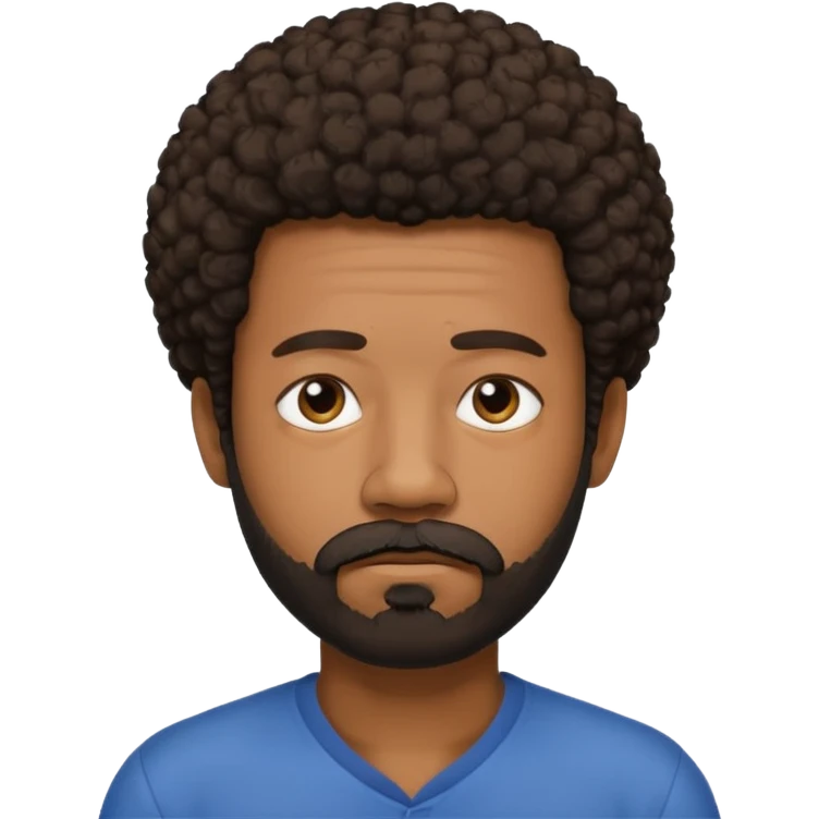 black man with beard, mustache, and short afro sad emoji