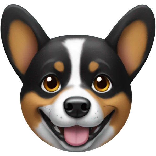 Black corgi with ball emoji