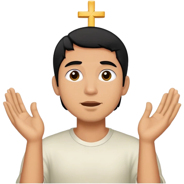 Man black hair Latino worshipping  emoji