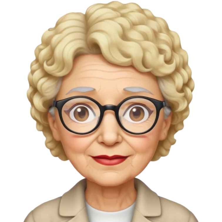 Old Woman with short curly blonde hair and glasses  emoji
