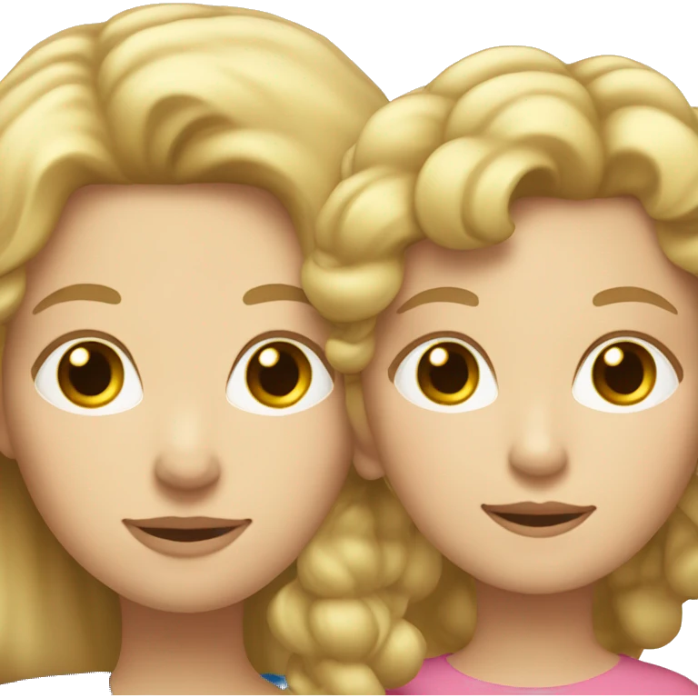Blonde mom with straight hair and white skin and her curly brown adult daughter emoji