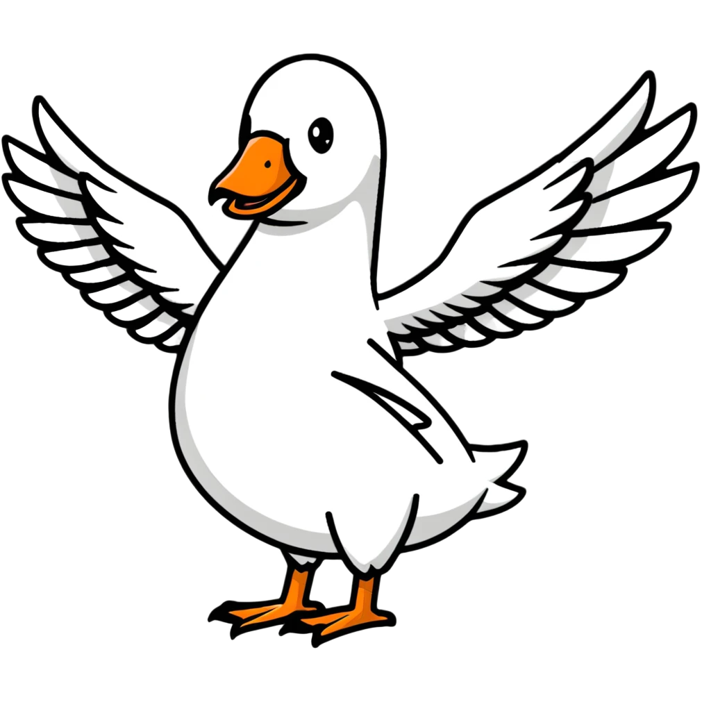 goose with wings spread out in t position emoji