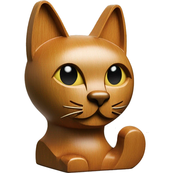 Mid century modern style wooden cat statue emoji