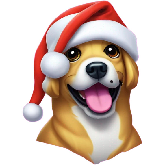Lisa frank Christmas dog with Santa hat emoji