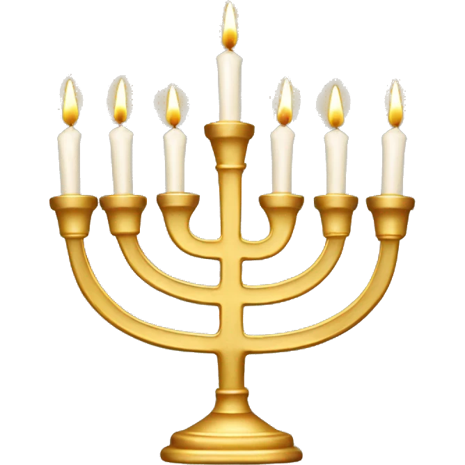 Gold Menorah with 8 candles on the left and right sides emoji