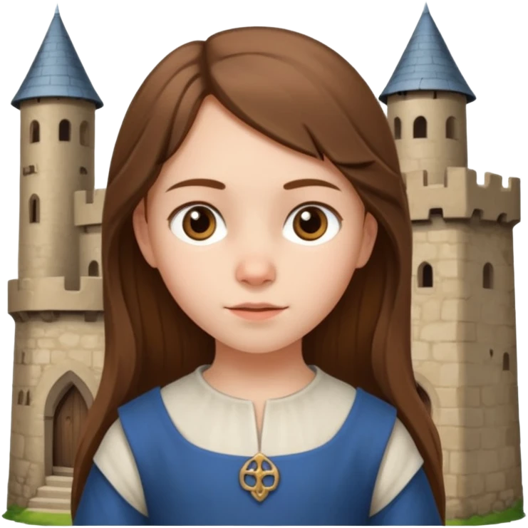 Petite fille villageoise brune à la peau blanche de 8 ans à l'époque du Moyen âge. emoji