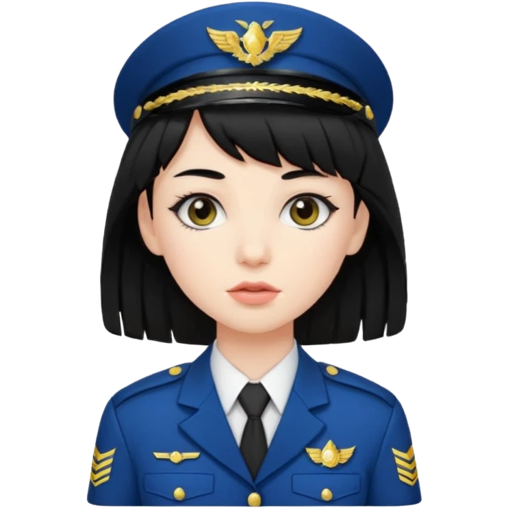 pale skin, a girl who have black hair with mullet haircut and wearing uniform. long lashes emoji