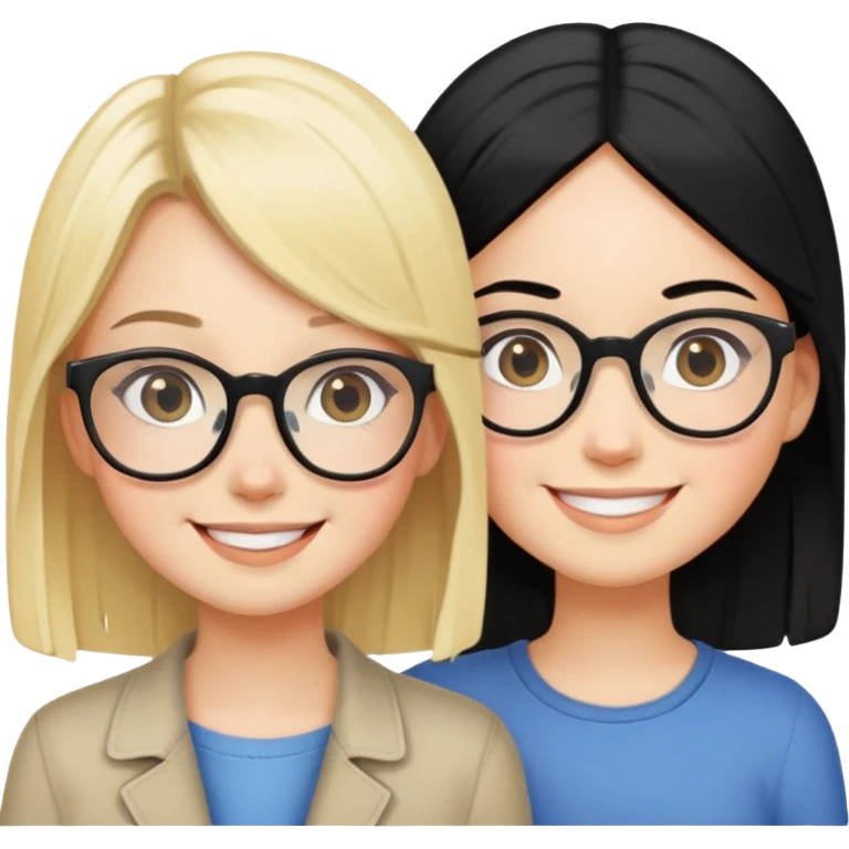 Blonde girl and a black hair girl with eyeglasses black are best friend emoji
