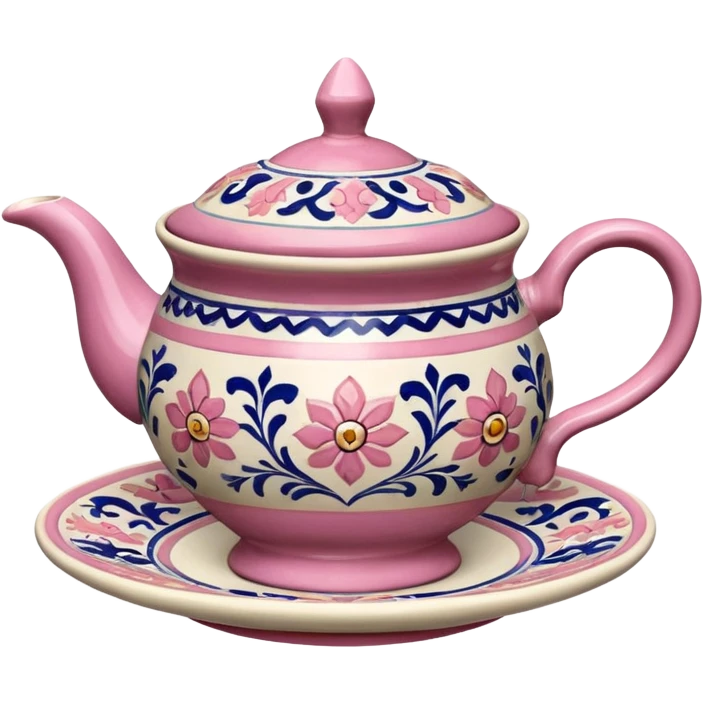 Pink white & beige Talavera tea cup emoji