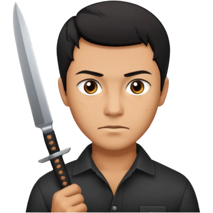 Un señor guapo con un cuchillo  amenazando  emoji
