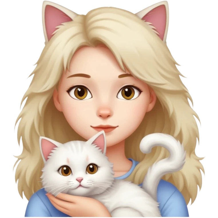 girl with cat indoors emoji