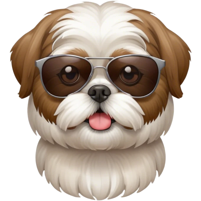 white and brown shih tzu wearing sunglasses looking cool emoji