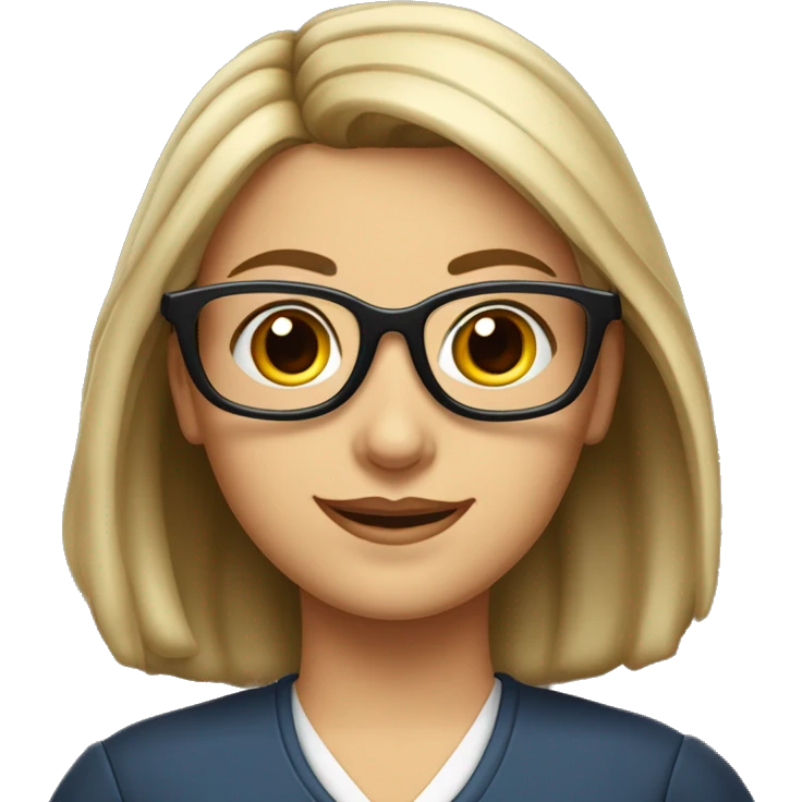Maîtresse d’école châtain avec des lunettes  emoji