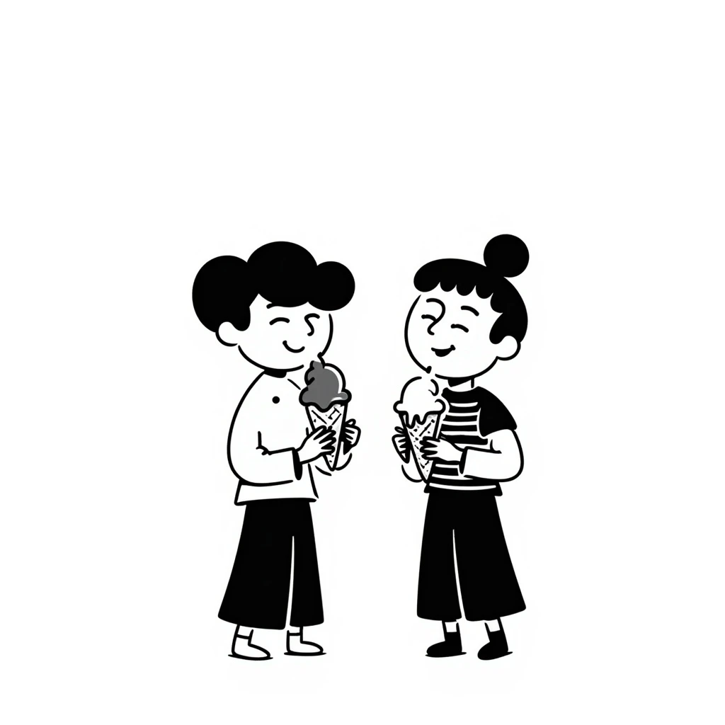 happy children with melting ice cream cones emoji