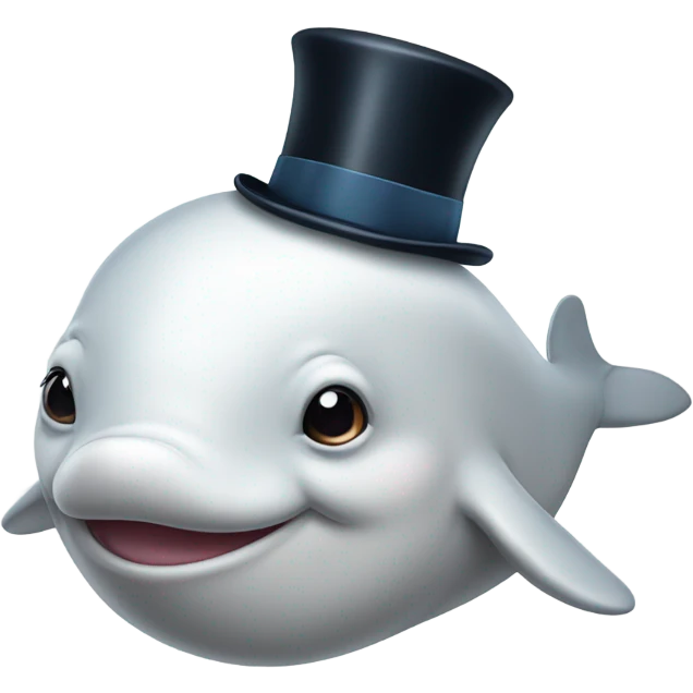 Beluga whale with top hat emoji