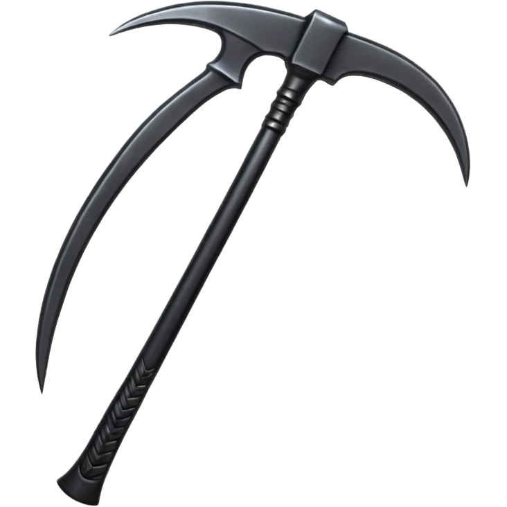 The scythe of the God of Death, a symbol of death, is long and straight, entirely in deep black. emoji