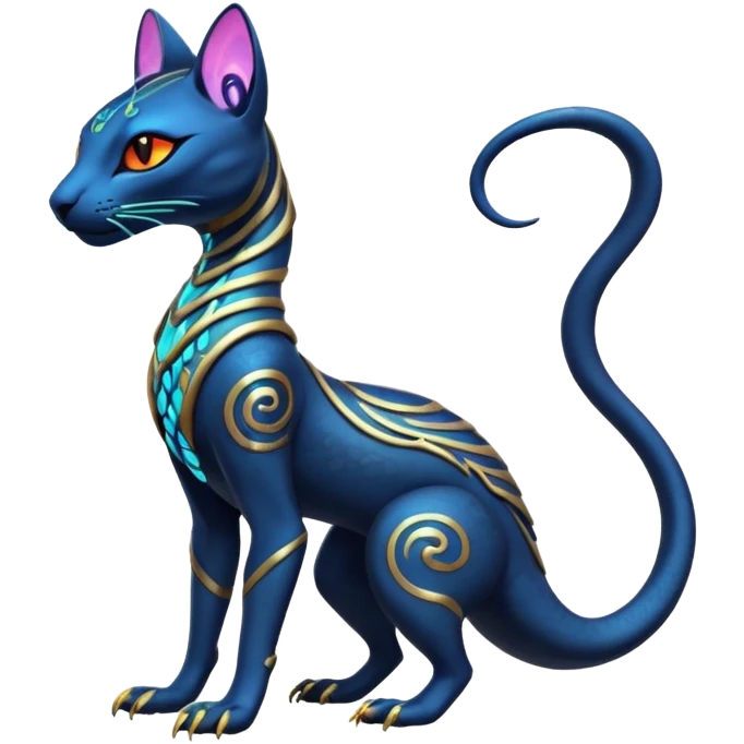 Futuristic Ethereal Beautiful Salandit-Bastet-Fakémon-hybrid-creature (full body)  emoji
