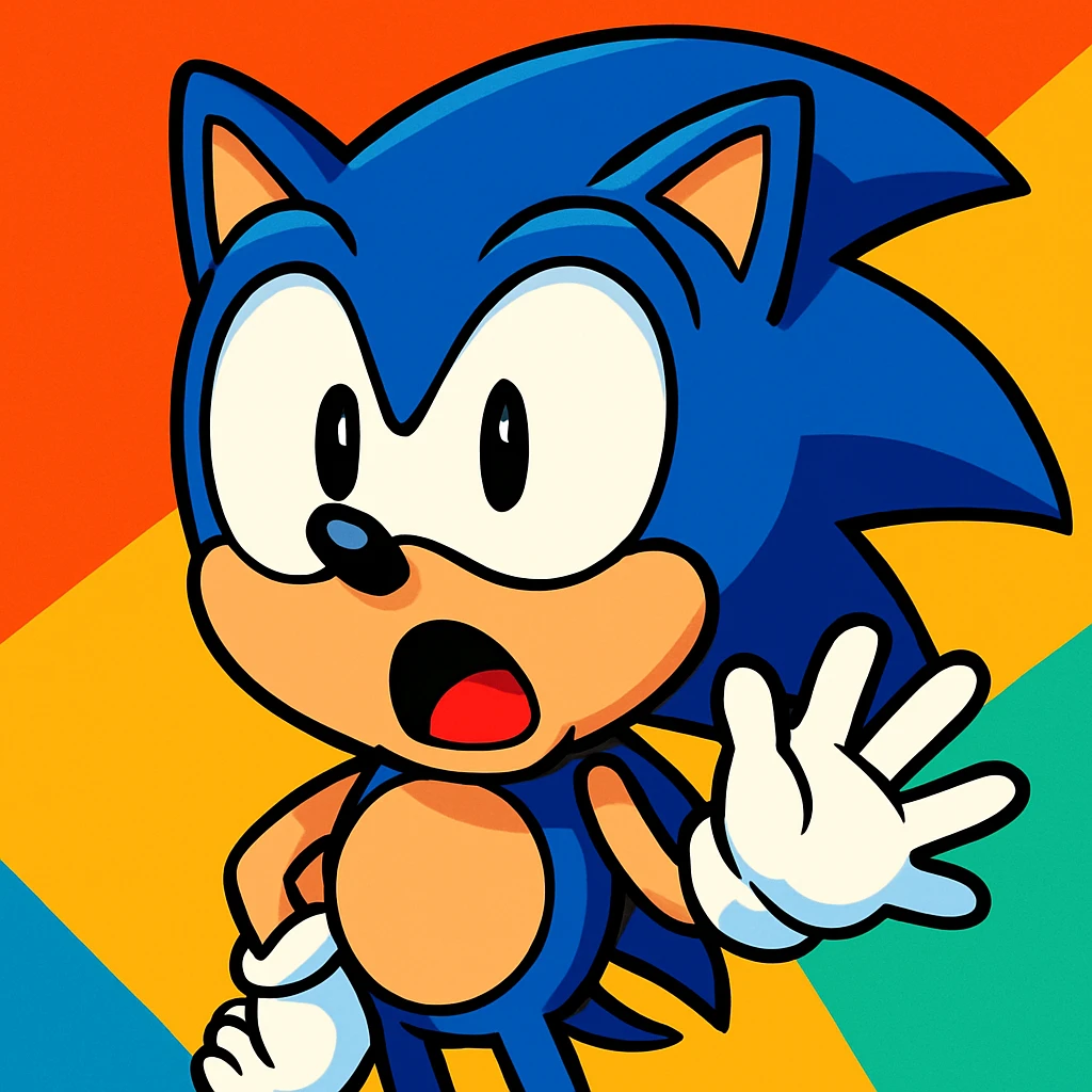 Sonic the Hedgehog with a surprised expression, vibrant toon style emoji