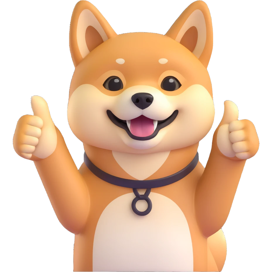 shiba inu showing thumbs up emoji