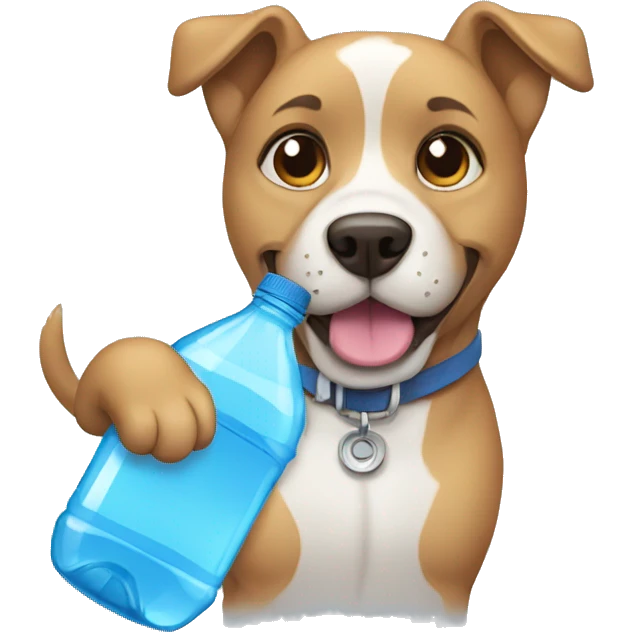 Dog wearing a bottle of water emoji
