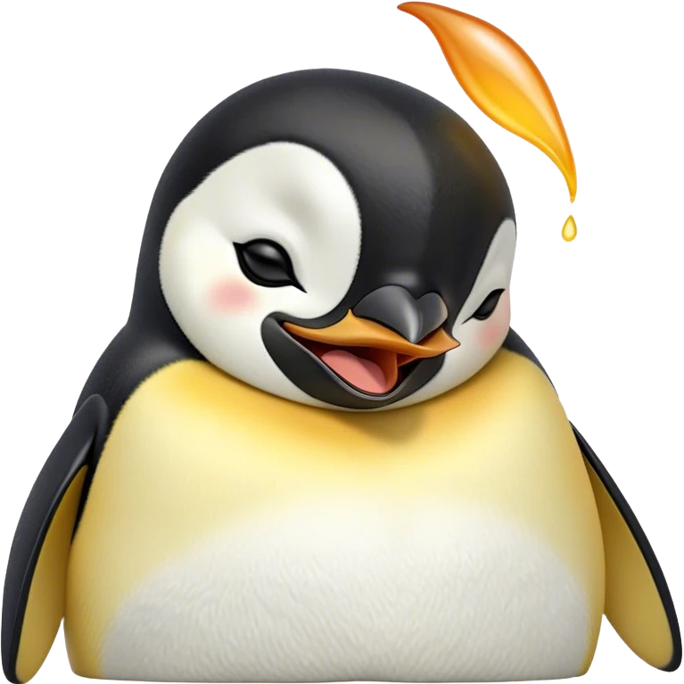 Cinematic Cute Yawning Emperor Penguin Portrait Emoji, Head tilted slightly with a dramatic, wide-open yawn, showcasing smooth, downy feathers with a striking contrast and sleepy, half-closed eyes, Simplified yet irresistibly adorable features, highly detailed, glowing with a soft, cozy polar glow, high shine, relaxed yet expressive, stylized with a touch of whimsical charm, soft glowing outline, capturing the essence of a drowsy yet affectionate arctic guardian that seems ready to stretch out and nap! emoji