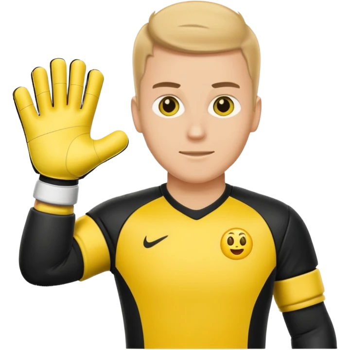 Football goalkeeper gloves with man goalkeeper and small emoji emoji