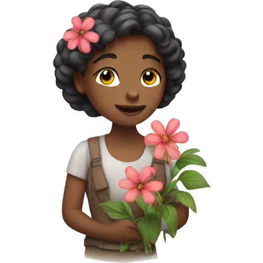 girl with flower emoji
