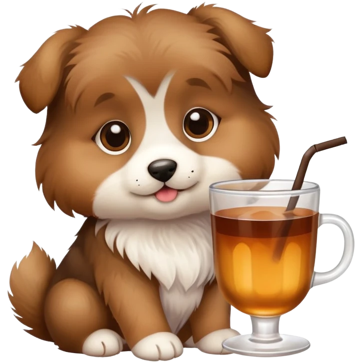 puppy with a drink emoji