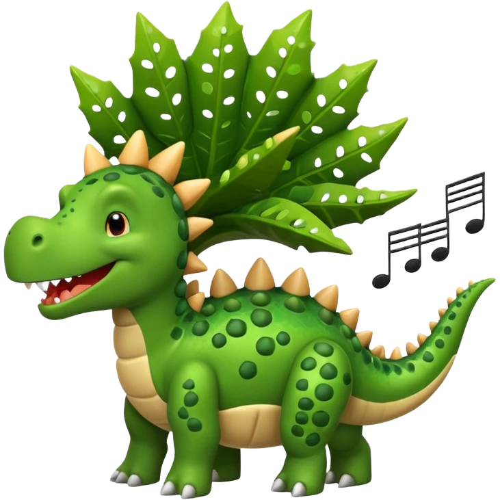 cartoon stegosaurus with music notes funny emoji