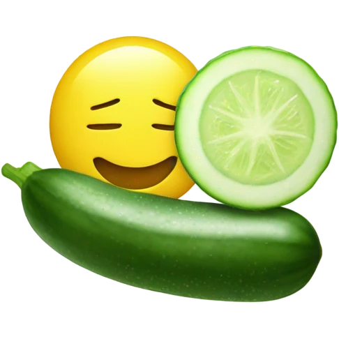 yellow face emoji, with a hydrating facial mask on top, and on the eyes there are slices of cucumber. it is smiling  emoji