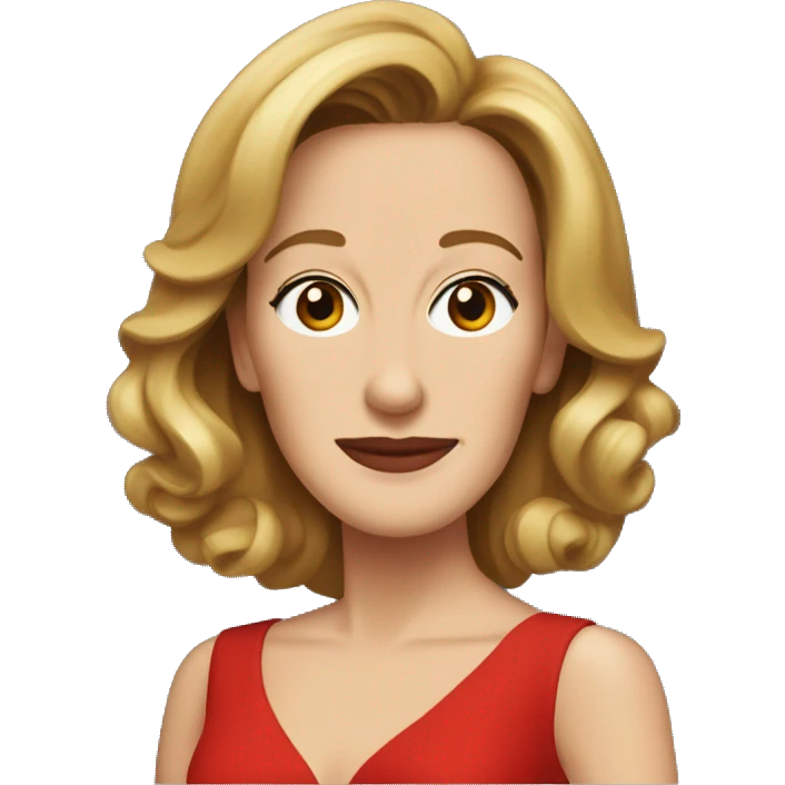 Felicity Huffman in red dress emoji
