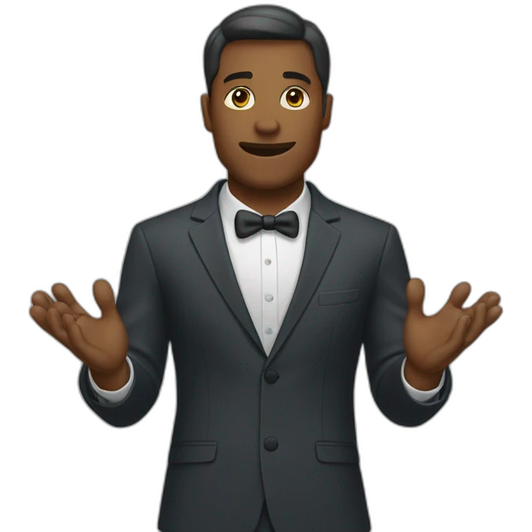 man in suit holding out his arms emoji
