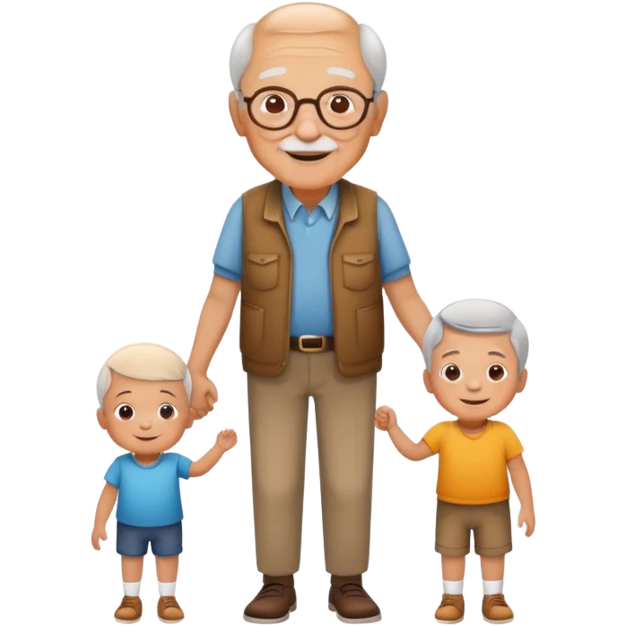 grandpa holding hands with a small child, cheerful and caring emoji