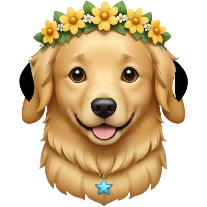собака з квітами та зірками emoji