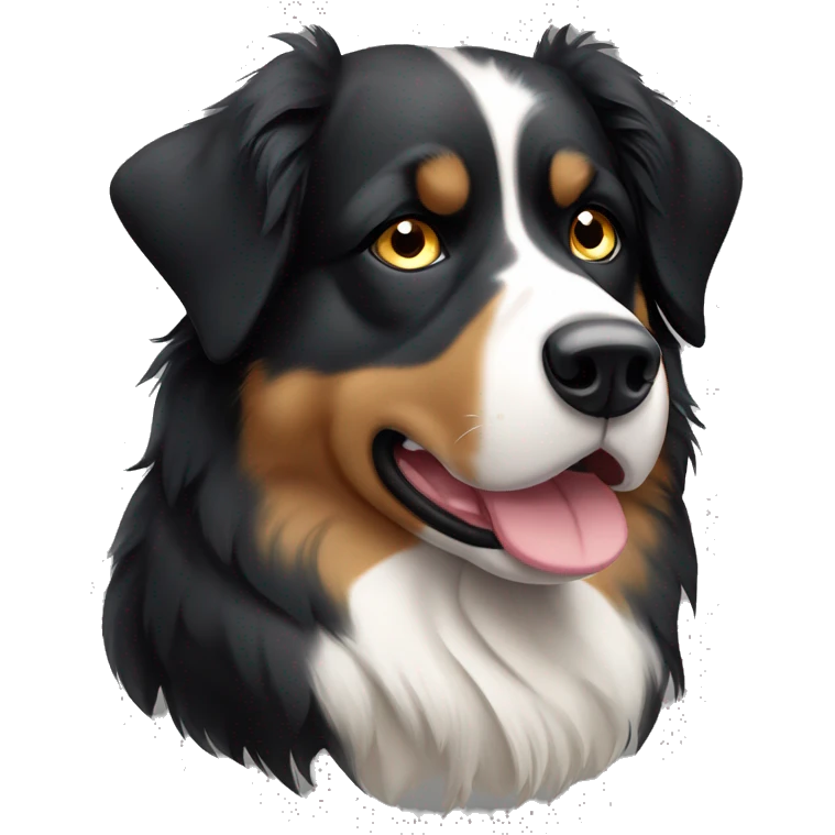 chunky Australian Shepard dog black with sad eyes emoji
