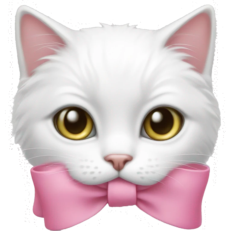 White cat with pink bow emoji