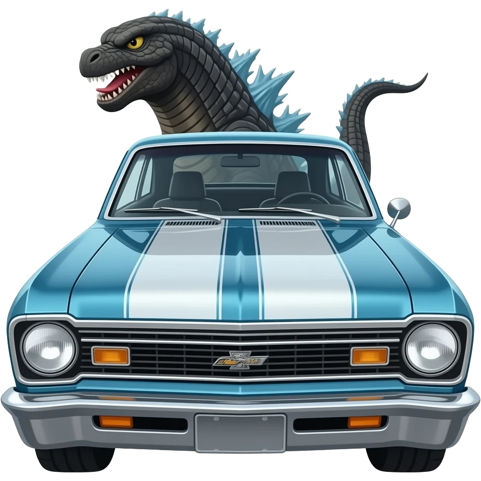 GODZILLA DRIVING CHEVY II NOVA emoji