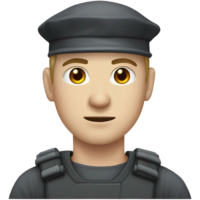 an white skin prisoner in an dark gray uniform. very realistic and detailed emoji