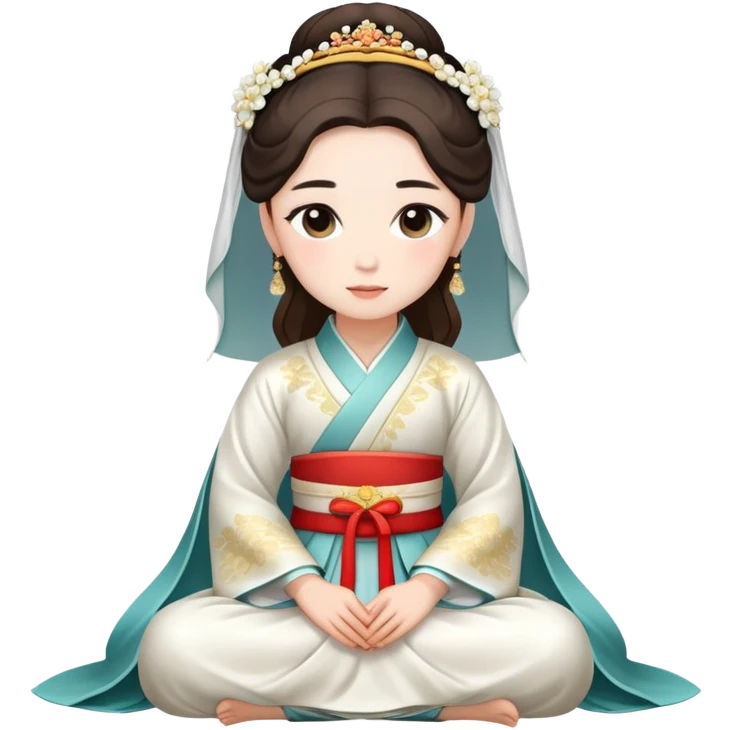 Beautiful girl wearing Hanfu wedding dress sitting emoji