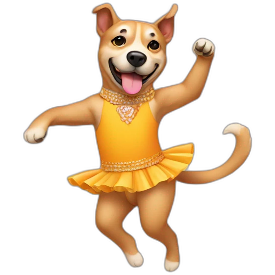 Un chien qui danse la salsa en maillot de bain emoji