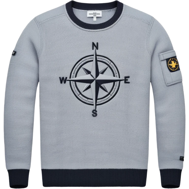 Stone Island sweater with compass logo patch emoji