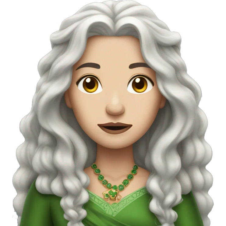 Irish Queen with light skin long gray hair and a criwn emoji