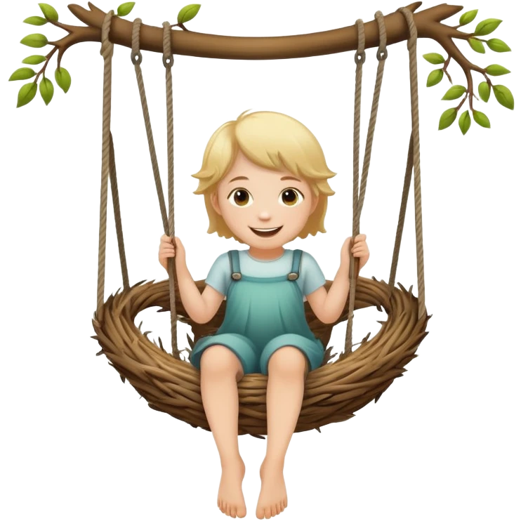 White child riding in a nest swing emoji