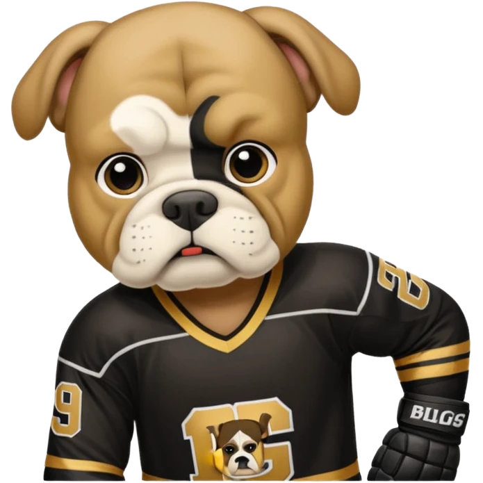 Hockey player in Black and Gold Bulldogs Jersey emoji