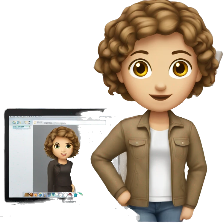 white Girl short brown hair with macbook emoji