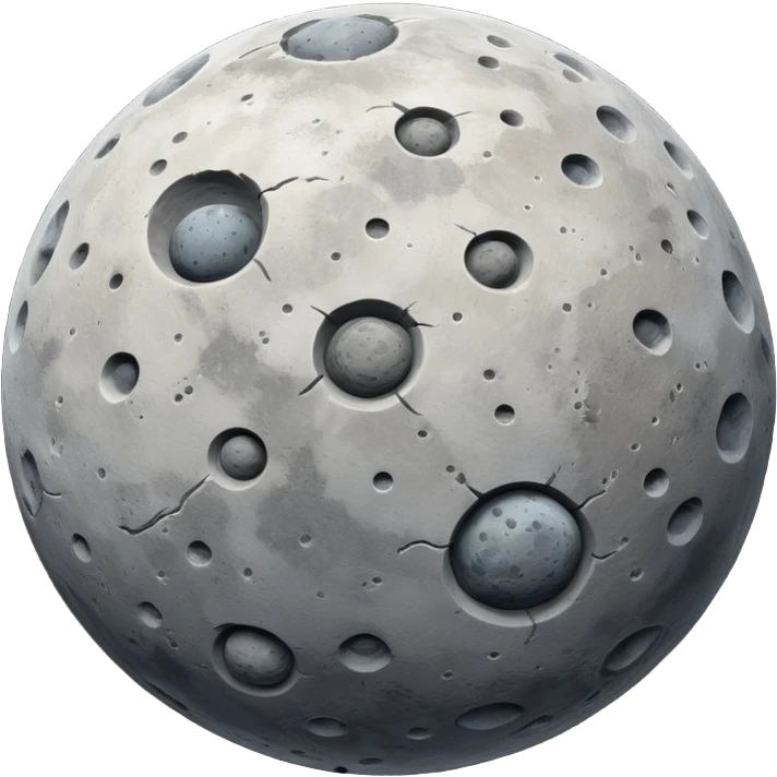round rocky gray planet emoji, cratered asteroid or moon, pitted marks, rough patches emoji