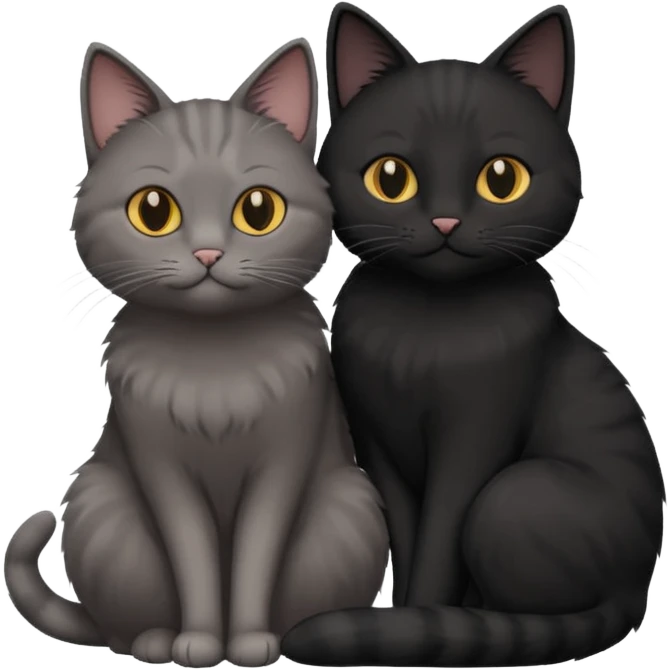 1 grey cat and 1 black cat cuddling emoji