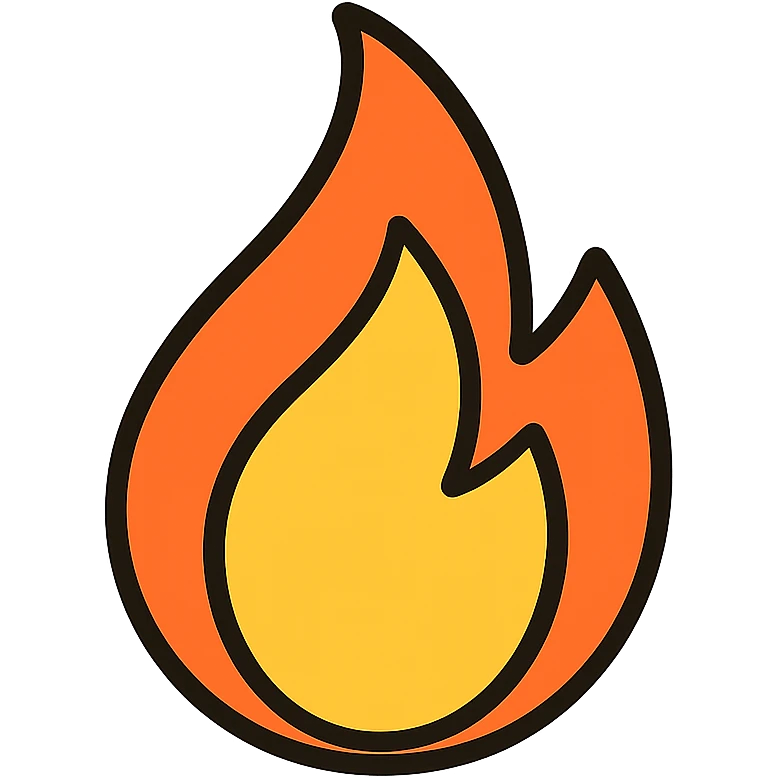 calories icon, abstract fire or heat symbol, bold lines, suitable for app icon emoji