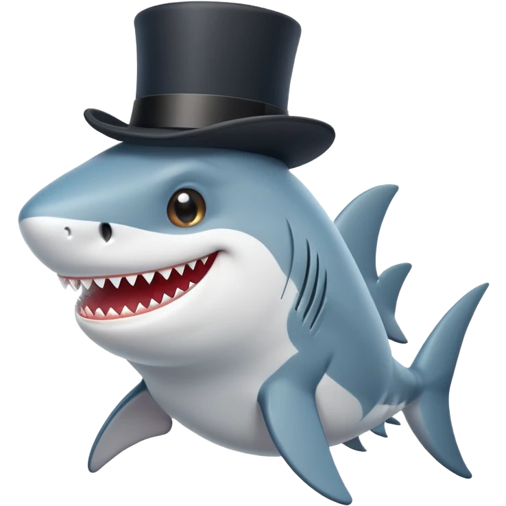 cute shark in a top hat emoji